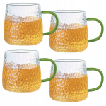 Mg Home Deco stiklinės 350 ml, 4 vnt., žalia rankena