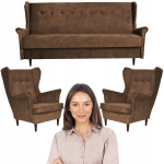 &Scaron;iuolaiki&scaron;kas rudas sparnuotas poilsio komplektas svetainei ARI Family Furniture