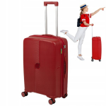 Vidutinio dydžio kelioninis lagaminas Wowbag kietas PP 70L 64x42x26 raudonas