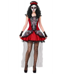 "MUJER DIA DE LOS MUERTOS" (suknelė, pir&scaron;tinės be pir&scaron;tų, galvos apdangalas)
