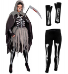 &bdquo;GRIM REAPER&ldquo; (suknelė su kaulais, pėdkelnės ir pir&scaron;tinės, apsiaustas su gobtuvu, grandinėlės)