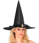 HAT WITH SKULL BOW & FLOWERS WITCH