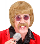BLOND 60s MUSIC MAN WIG WITH MOUSTACHE & GLASSES in box