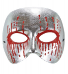 UNISEX SILVER PSYCHO MASK WITH RED BLEEDING EYES