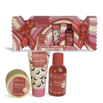 Kūno priežiūros rinkinys IDC Institute Sweet Swirls Candy Care: du&scaron;o želė, 100 ml + kūno &scaron;veitiklis, 120 ml + kūno losjonas, 50 ml