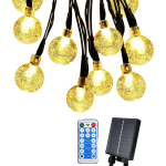 Saulės energijos LED girlianda kri&scaron;toliniai rutuliai 10 m 65 LED IP65