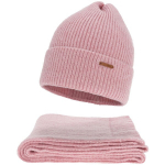 Moteri&scaron;kas žieminis komplektas &ndash; kepurė ir &scaron;alikas su merino vilna, NEEDIVYOU, rožinė