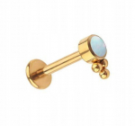 Auksinis titano labret auskaras su opalu, 1.2/8 mm