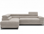 L formos sofa &bdquo;Colesio&ldquo; moderni audinio sofa-lova su daiktų laikymo vieta, smėlio spalva