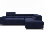 L formos kampinė sofa &bdquo;Colesio&ldquo; modelis su miego funkcija, mėlynas audinys, patalynės dėžė