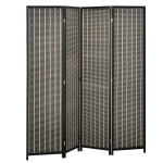 Kambario pertvara HOMCOM 4 dalių pu&scaron;is/bambukas 180x180 cm ruda/juoda