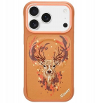 Dėklas MagSafe iPhone 17 Pro Max su 3D elnio ra&scaron;tu, oranžinis Nimmy