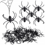 Dekoratyviniai juodi dirbtiniai vorai Halloween, 5 vnt.