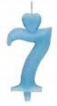 Mėlyna torto žvakutė "7" su &scaron;irdelės formos papuo&scaron;imu