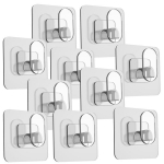 Skaidrūs savaime priklijuojami sieniniai kabliukai 6,5 &times; 6,5 cm &ndash; 10 vnt. rinkinys