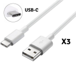 [Suderinamas Asus Zenfone 5-5Z-3ZOOMS] 3 kabelių rinkinys Type USB-C baltas įkroviklis Micro USB 1 metras [Phonillico&reg;]