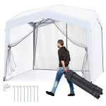 3 x 3 m Pop-up palapinė su &scaron;oninėmis sienelėmis ir tinkleliu - balta, 3 x 3 m Pop-up palapinė su &scaron;oninėmis sienelėmis ir tinkleliu - balta