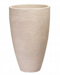 Dryžuotas smėlio spalvos plastikinis lauko vazonas 40 cm skersmuo, 60 cm auk&scaron;tis, 1 vnt.
