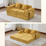 Dvivietė sofa, audinys, 162x78x66 cm, su taburete