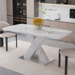 Valgomasis stalas, MDF ir plienas, 120-160cm, 1 vnt