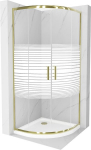 Pusapvalė du&scaron;o kabina Mexen Rio F su padėklu ir sifonu, pusiau matinė, Gold+White/Gold, 80 x 80 cm