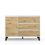Komoda Mebelbos Borg 1d3s, 110x38,9x78,4 cm, ruda/balta