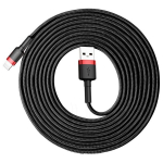 Patvarus USB - Lightning kabelis, 3m., juodas/raudonas