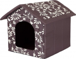 Guolis-būda Hobbydog R1 gėlės, 38x32x38 cm, rudas