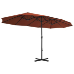 Lauko skėtis su aliuminio stulpu vidaXL, 460x270 cm, oranžinės spalvos
