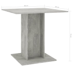 Valgomojo stalas, 80x80x75 cm, pilkas