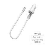 Automobilinis Įkroviklis - BOROFONE - 2x USB - Lightning Laidas Įtrauktas - Greitas Įkrovimas - Balta