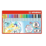 Ra&scaron;ikliai Stabilo Pen 68 su teptuko galiuku, 25 spalvų