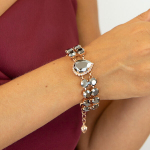 Apyrankė moterims DiamondSky &bdquo;Celestial Drop III (Jet Hematite)&ldquo; su Preciosa kristalais