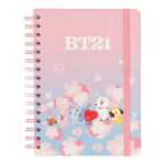 A5 formato užra&scaron;ų knygelė &ndash; BT21 &ndash; Sakura &ndash; kietais vir&scaron;eliais &ndash; vidinė ki&scaron;enė &ndash; elastinis užsegimas