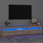 Televizoriaus spintelė su led ap&scaron;vietimu, ąžuolo, 195 x 35 x 40 cm