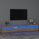 Televizoriaus spintelė su led ap&scaron;vietimu, ąžuolo, 240 x 35 x 40 cm