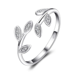 Sidabrinis žiedas su cirkoniu moterims Lapeliai R0034