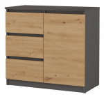 Komoda 1D3S, ruda/juoda