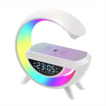 3in1 5W Garso kolonėlė su RGB ap&scaron;vietimu, belaidžiu įkrovimu ir žadintuvu