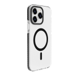 &bdquo;Evelatus&ldquo; skaidrus &bdquo;Apple iPhone 15 Pro Max&ldquo; dėklas, skirtas PC+TPU su &bdquo;MagSafe&ldquo; ir permatomu, juodu dangteliu.