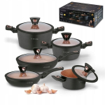 Puodų rinkinys, indukcinis, granito PREMIUM Dark COPPER PRO 10el.