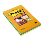 Lipnūs lapeliai POST-IT Super sticky ULTRA, 101x152mm, įvairios spalvos, 3 vnt./pak.(1pak.)