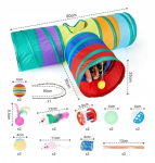 Didelis katinų žaislų rinkinys, 22 elementų tunelis, 80cm