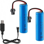 YUNIQUE GREEN-CLEAN-POWER 3.7V 1200mAh baterijos su USB kabeliu, skirtos DE45 DE42 1:14 modeliams | SM-2P jungtis | Greitas įkrovimas, 2 vnt., mėlynos
