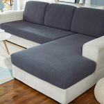 Tampri sofa užvalkalo medvilninė megzta veliūrinė danga.,  Tamsiai pilka