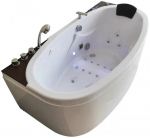 Hidromasažinė ovali vonia su LED ap&scaron;vietimas, Bluetooth, FM radijas ir ozonatorius, 170x85 cm.