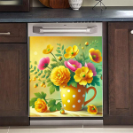 Magnetinis indaplovės uždangalas su gėlėmis puodelyje, 58,42*65,02cm