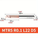 Volframo plieno gręžimo peilis MTR5 R0.1 L22 D5, MTR 5 R0.1 L22-1PC
