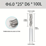 Volframo plieno frezavimo antgalis 6x25x100mm, 3 a&scaron;menys, 6*D6*100L