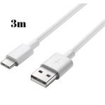 USB-C kabelis Xiaomi 11T 5G - Xiaomi 11T PRO 5G - USB-C tipo įkroviklis baltas 3 metrai Phonillico&reg;